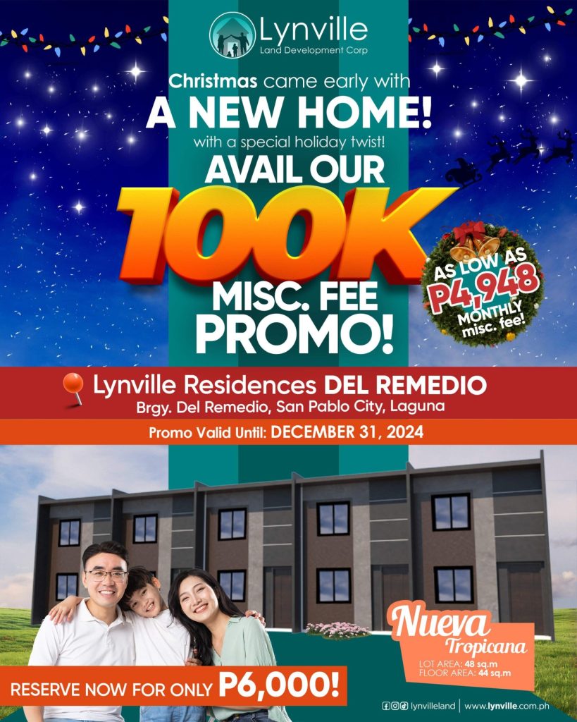 Lynville Residences Del Remedio Promo 100k miscellaneous fee